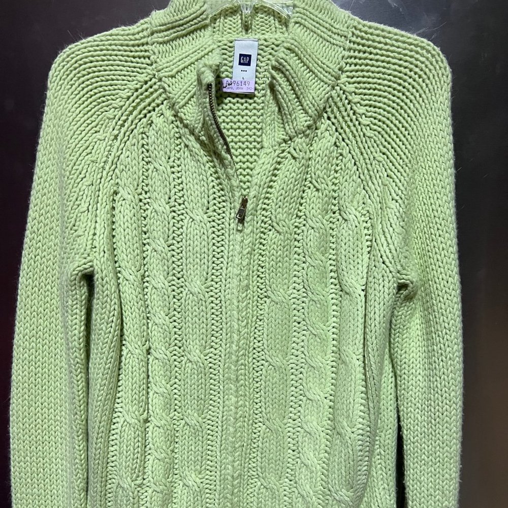 Cable Knit Sweater Lime Green Large